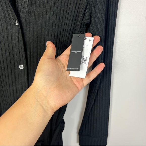 Liverpool Los Angeles Black Button Front Ripped Knit Shirt Dress women size S - Picture 7 of 12